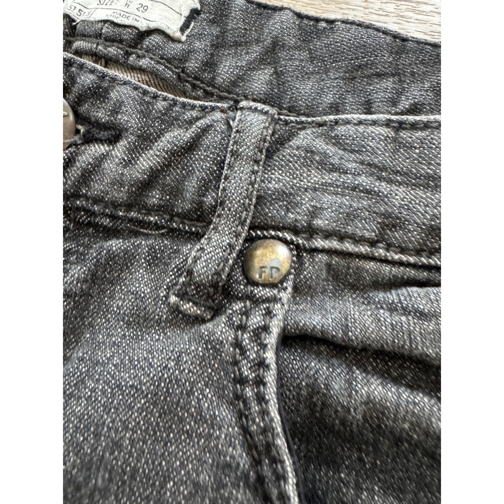Free People Black Cuffed Denim Shorts W29 Low Rise Faded Wash - Picture 6 of 10